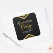 Modern Faux Gold Chevron Graduation Party Vierkante Sticker (Envelop)