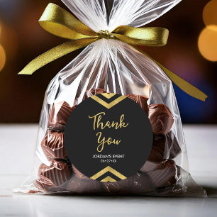 Modern Faux Gold Chevron Hartelijk dank Ronde Sticker