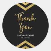 Modern Faux Gold Chevron Hartelijk dank Ronde Sticker (Voorkant)