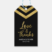 Modern Faux Gold Chevron Love and Bedankt Cadeaulabel (Voorkant)