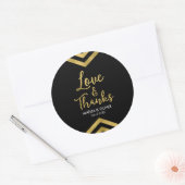Modern Faux Gold Chevron Love and Bedankt Ronde Sticker (Envelop)