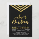 Modern Faux Gold Chevron Sweet 16 Birthday Kaart (Voorkant)