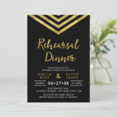 Modern Faux Gold Chevron Wedding Rehearsal Dinner Kaart (Staand voorkant)