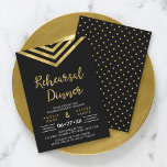 Modern Faux Gold Chevron Wedding Rehearsal Dinner Kaart<br><div class="desc">Moderne huwelijksrepetitie Een binnenste uitnodiging met een elegante geometrische chevron en het woord "Rehearsal Dinner" in faux goud tegen een zwarte achtergrond. De kaart omvat een passende achterkant van het patroon. Bekijk hier andere overeenkomende items http://www.zazzle.com/collections/modern_faux_gold_chevron_celebration_collection-119531050277382712?rf=238364477188679314 en pas deze aan door de plaatsaanduidingstekst te vervangen om uw informatie toe te...</div>