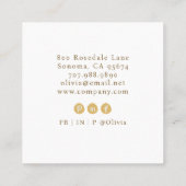 Modern Faux Gold Circle Jewelry Designer Logo Vierkante Visitekaartje (Achterkant)