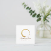 Modern Faux Gold Circle Jewelry Designer Logo Vierkante Visitekaartje (Staand voorkant)