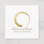 Modern Faux Gold Circle Jewelry Designer Logo Vierkante Visitekaartje (Voorkant)