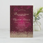 Modern Faux Gold Diamonds Confetti Red Quinceañera Kaart (Staand voorkant)