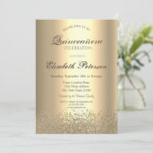 Modern Faux Gold Diamonds Gold Quinceañera Kaart (Staand voorkant)