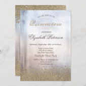 Modern Faux Gold Diamonds Metallic Quinceañera Kaart (Voorkant / Achterkant)