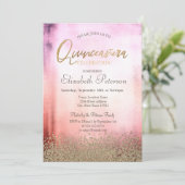 Modern Faux Gold Diamonds Ombre Quinceañera Kaart (Staand voorkant)