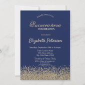 Modern Faux Gold Diamonds Quinceañera Kaart (Voorkant)