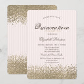 Modern Faux Gold Diamonds Stiped Quinceañera Kaart (Voorkant / Achterkant)
