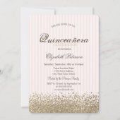 Modern Faux Gold Diamonds Stiped Quinceañera Kaart (Voorkant)