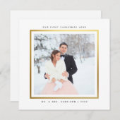 Modern Faux Gold Eerste Kerstdag Mr en Mrs Flat Feestdagenkaart (Voorkant / Achterkant)