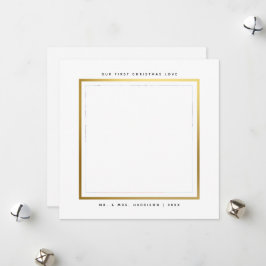 Modern Faux Gold Eerste Kerstdag Mr en Mrs Flat Feestdagenkaart