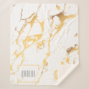 Modern Faux Gold Effect Pattern Sherpa Deken