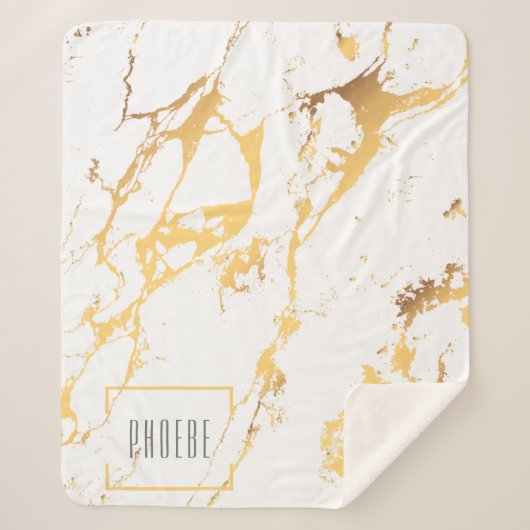 Modern Faux Gold Effect Pattern Sherpa Deken (Voorkant)