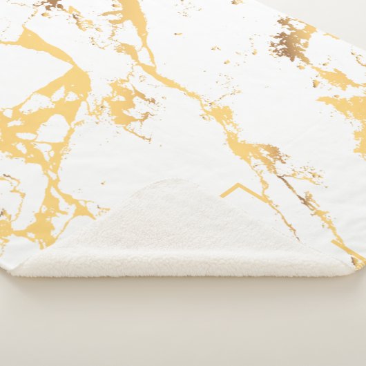 Modern Faux Gold Effect Pattern Sherpa Deken (3/4)