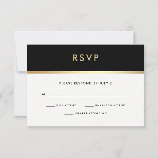 Modern Faux Gold en Black Bat Mitzvah RSVP (Voorkant)