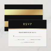 Modern Faux Gold en Black Bat Mitzvah RSVP Kaartje (Voorkant / Achterkant)