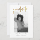 Modern Faux Gold en Blush Photo Graduation Party Kaart (Voorkant)