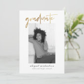 Modern Faux Gold en Blush Photo Graduation Party Kaart (Staand voorkant)