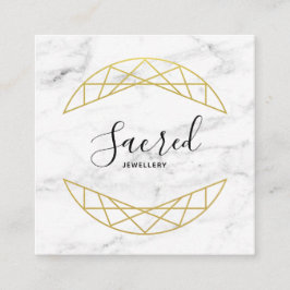 Modern Faux Gold en Marble Square Visitekaartje