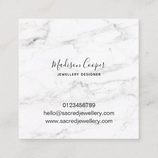 Modern Faux Gold en Marble Square Visitekaartje (Achterkant)