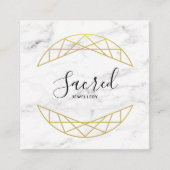 Modern Faux Gold en Marble Square Visitekaartje (Voorkant)