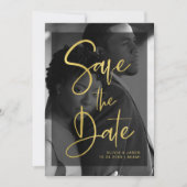 Modern Faux Gold en zwarte bekleding | Foto Save The Date (Voorkant)