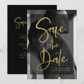 Modern Faux Gold en zwarte bekleding | Foto Save The Date (Voorkant / Achterkant)