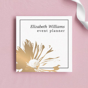 Modern Faux Gold Floral Black Lines Event Planner Vierkante Visitekaartje