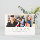 Modern Faux Gold Foil 2 Foto Afstuderen Hartelijk  Bedankkaart (Staand voorkant)