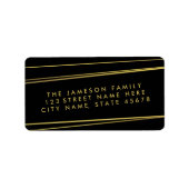 Modern Faux Gold Foil Address Label / Black (Voorkant)