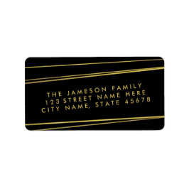 Modern Faux Gold Foil Address Label / Black