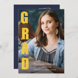 Modern Faux Gold Foil AFSTUDEERDER Foto Afstuderen Kaart