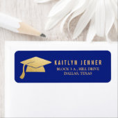 Modern Faux Gold Foil Afstuderen Pet Navy Blue Etiket (Insitu)