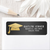 Modern Faux Gold Foil Afstuderen Pet Zwart Etiket (Insitu)