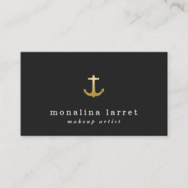 Modern Faux Gold Foil Anchor Nautical Black Visitekaartje
