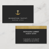 Modern Faux Gold Foil Anchor Nautical Black Visitekaartje (Voorkant / Achterkant)