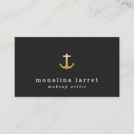 Modern Faux Gold Foil Anchor Nautical Black Visitekaartje