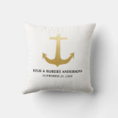 Modern Faux Gold Foil Anchor Nautical Wedding Kussen (Achterkant)