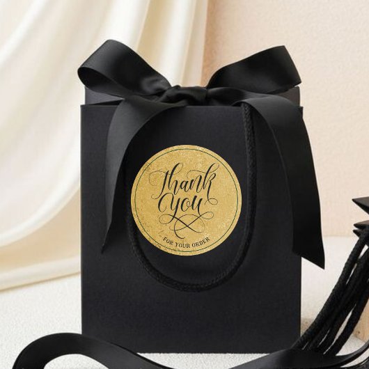 Modern Faux GOLD FOIL Bedankt voor uw bestelling Ronde Sticker