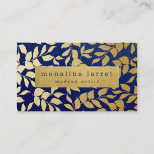 Modern Faux Gold Foil blaast Pattern Blue Visitekaartje