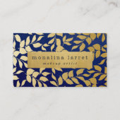 Modern Faux Gold Foil blaast Pattern Blue Visitekaartje (Voorkant)