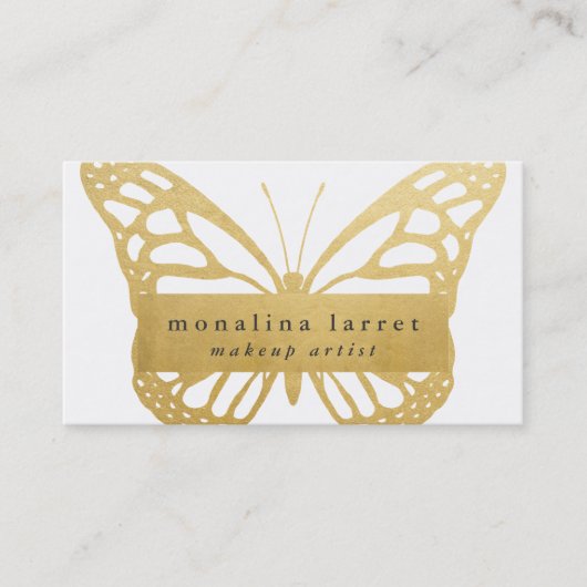 Modern Faux Gold Foil Boheian Monarch Butterfly Visitekaartje (Voorkant)