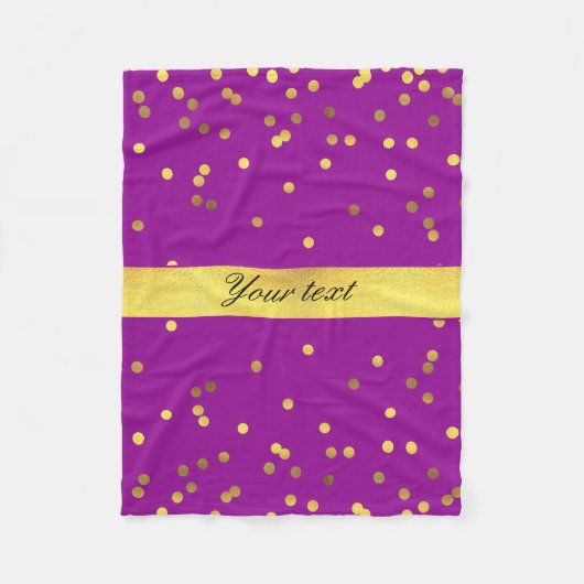 Modern Faux Gold Foil Confetti Paars Fleece Deken (Voorkant)