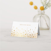 Modern Faux Gold Foil Confetti Stippen Wedding Plaatskaartje (Achterkant)