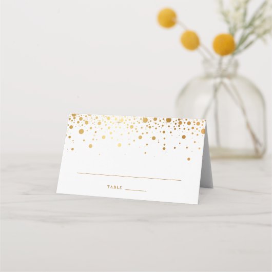 Modern Faux Gold Foil Confetti Stippen Wedding Plaatskaartje (Voorkant)